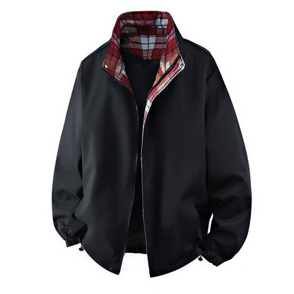 Men's Coat Workwear Stand Collar Jacket Pu Short Top