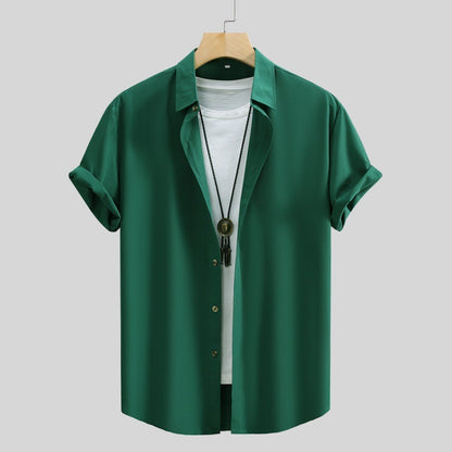 Men's Short-sleeved Shirt Solid Color Summer