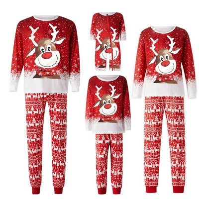 Parent-Child Two-piece Suit Elk Printing Pajamas Suit Homewear