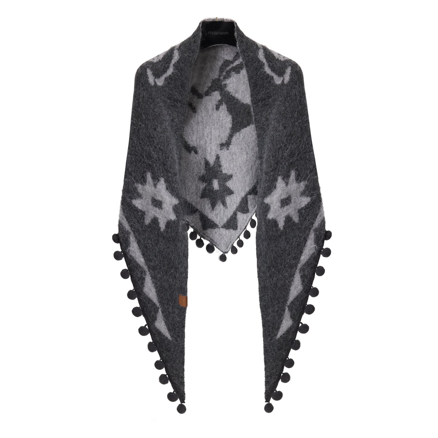 Double-sided Wool Shawl Reversible Warm Cloak