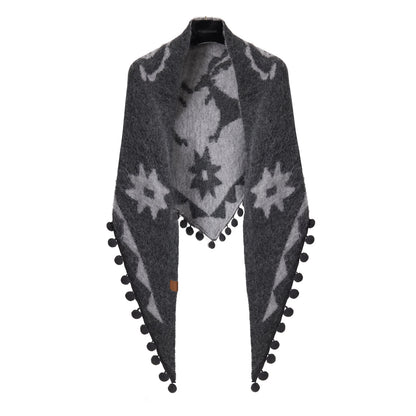 Double-sided Wool Shawl Reversible Warm Cloak