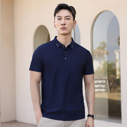 Ice Silk Short Sleeve Men's And Women's Solid Color Business Polo Shirt