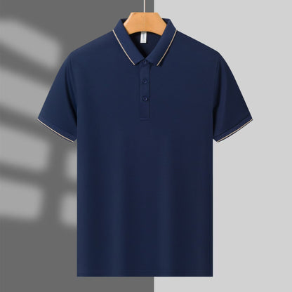 Summer Work Clothes Polo Shirt Ice Ion Single Collar Lapel Breathable Comfortable