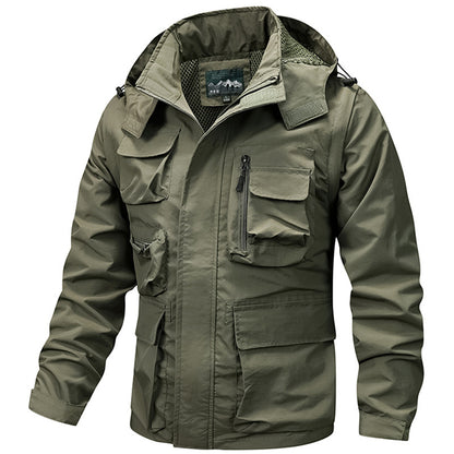 Outdoor Windproof Shell Jacket Loose Plus Size Casual Multi-pocket Workwear Jacket