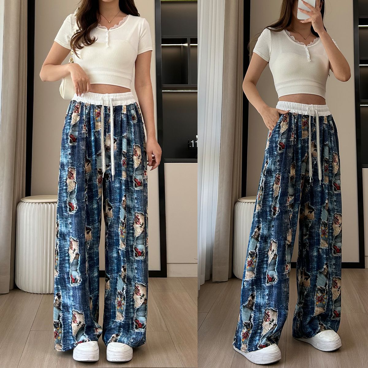 Casual Ladies Drapey Floor-Length Straight Pants