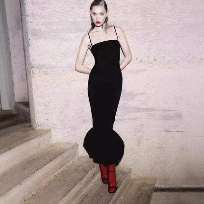 Sling Long Knitted Fishtail Dress Women