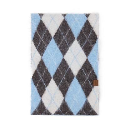 Diamond Pattern Retro Scarf With Wool Neck Warmer