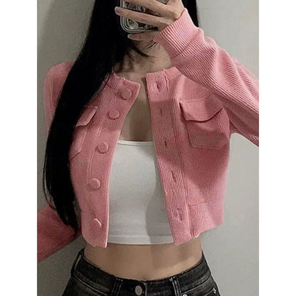Women's Fashion Long Sleeve Knit Crop Top
