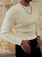 Men's Round Neck Solid Color Striped Long-sleeved Sweater Autumn And Winter