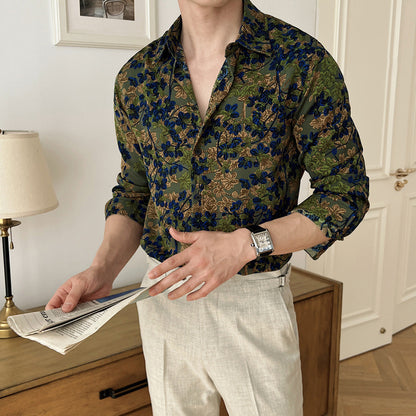 Floral Niche Thin Trendy High Sense Loose Short Sleeve Shirt