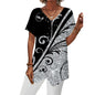 Summer European And American Women's Clothing Printed Irregular Short Sleeve