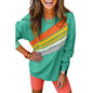 Rainbow Striped Pullover Casual Loose Long Sleeve Sweatershirt