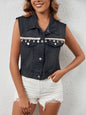Fashion Casual Tassel Single Breasted Denim Short Vest