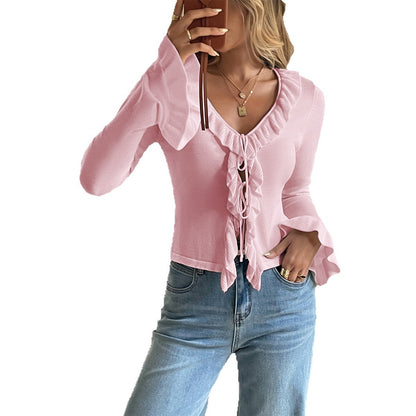 Women's Long Sleeve Tied Sweater