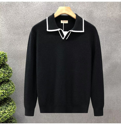 Lightly Mature Casual Polo Collar Sweater Men