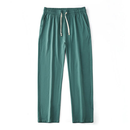 Mens Solid-Color Straight-Leg Lace-Up All-Match Sports Pants For Men