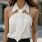 Polo Collar Tie Shirt Women's Design Vest
