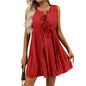 Lace-up Fashion Short Sleeveless Holiday Dress