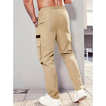 Mens Stylish Casual Loose-fit Utility Khaki Pants
