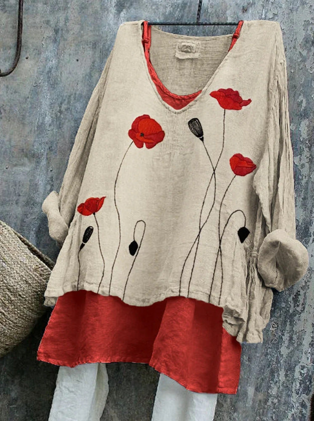 Women's Floral Loose Printed Casual Long Sleeve