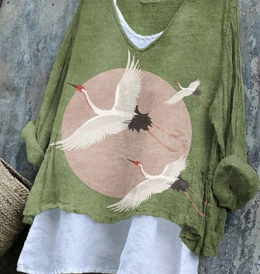 Women's Floral Loose Printed Casual Long Sleeve