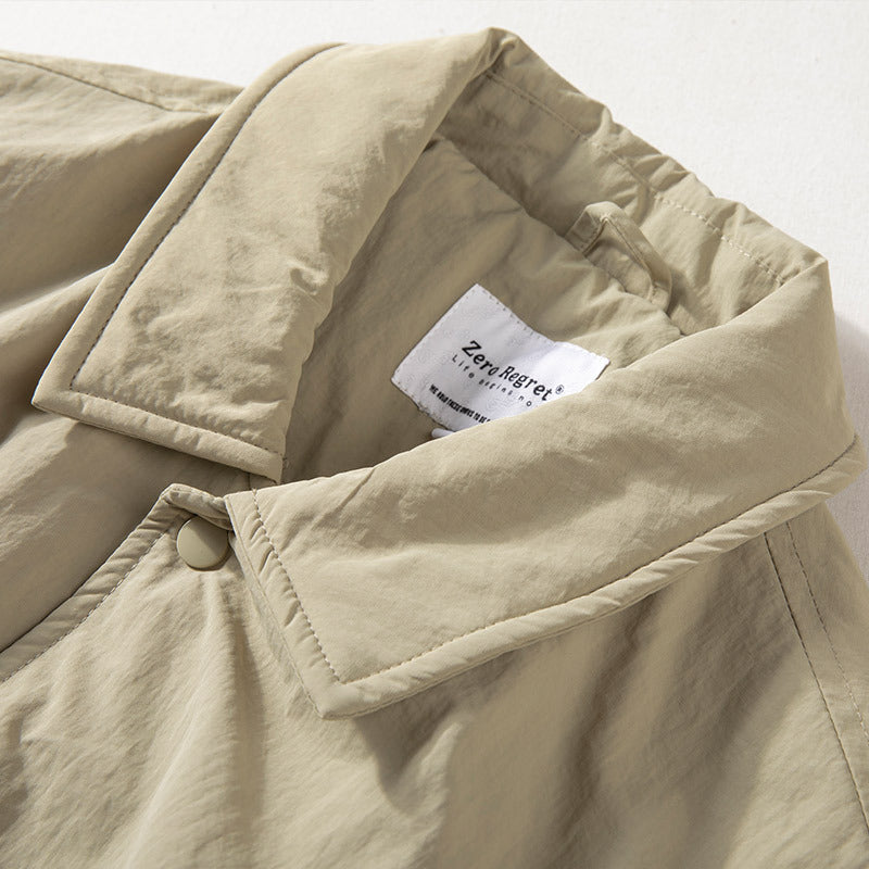 Retro Lapels Men's Mid-length Thermal Quilted Trench Coat