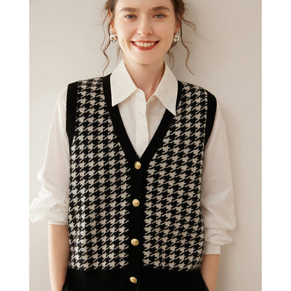 Cashmere Knitted Cardigan Sleeveless Vest Coat