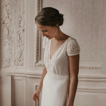 Bohemian Bridal Wear V-neck Backless Chiffon Dress Small Trailing Temperament