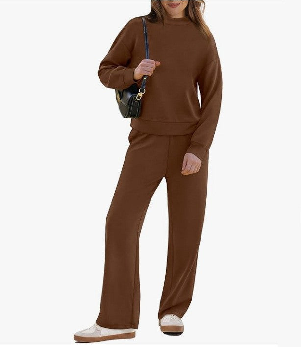 Women's Casual Suit Long-sleeved Wide-leg Pants Two-piece Set