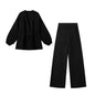 European And American Style Women's Fashion Casual Loose Knitted Solid Color Cardigan Trousers Suit