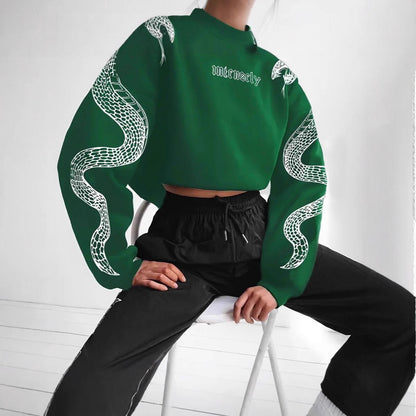 Printed Hooded Pullover Loose Retro Sweater