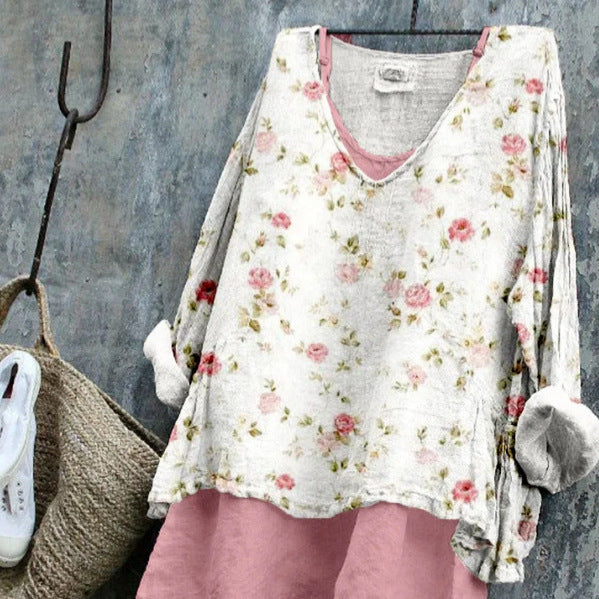 Women's Floral Loose Printed Casual Long Sleeve