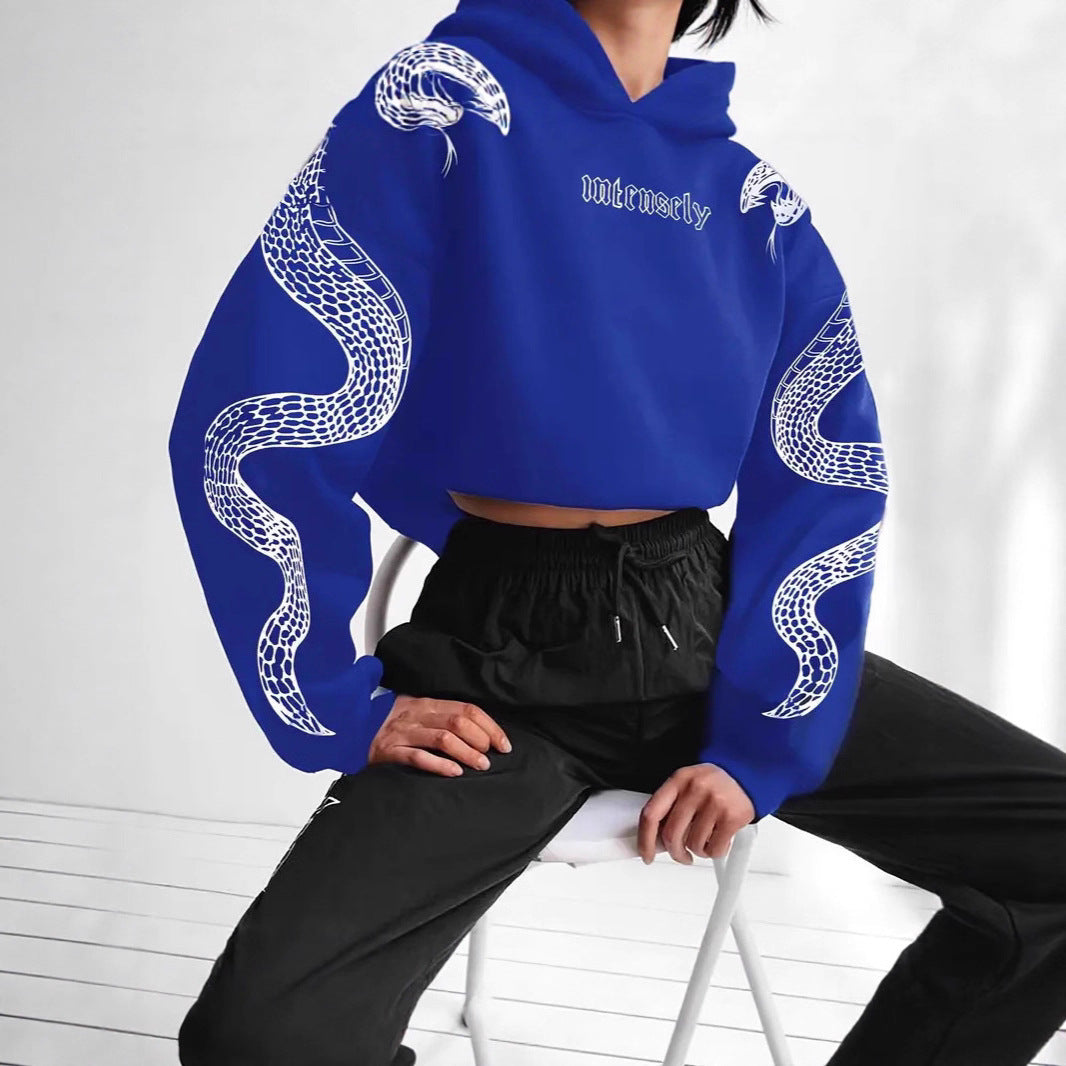 Printed Hooded Pullover Loose Retro Sweater