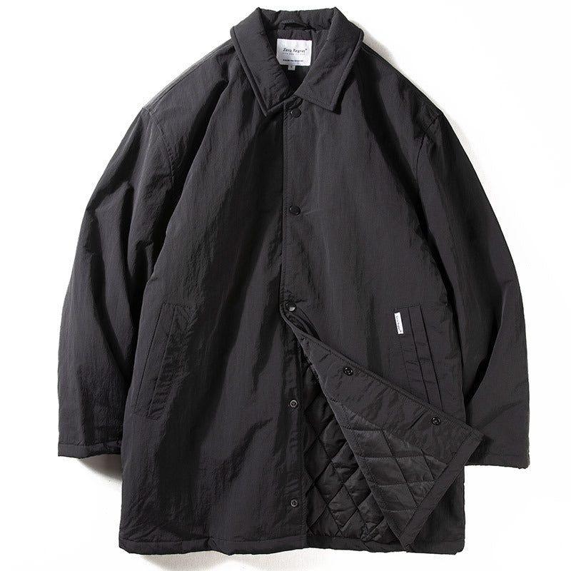 Retro Lapels Men's Mid-length Thermal Quilted Trench Coat