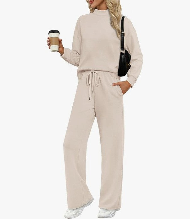 Women's Casual Suit Long-sleeved Wide-leg Pants Two-piece Set