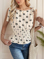 Women's Fashion Slim-fit Decorative Shoulder Strap Design Sleeveless Printed Vest