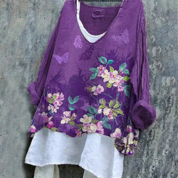 Women's Floral Loose Printed Casual Long Sleeve