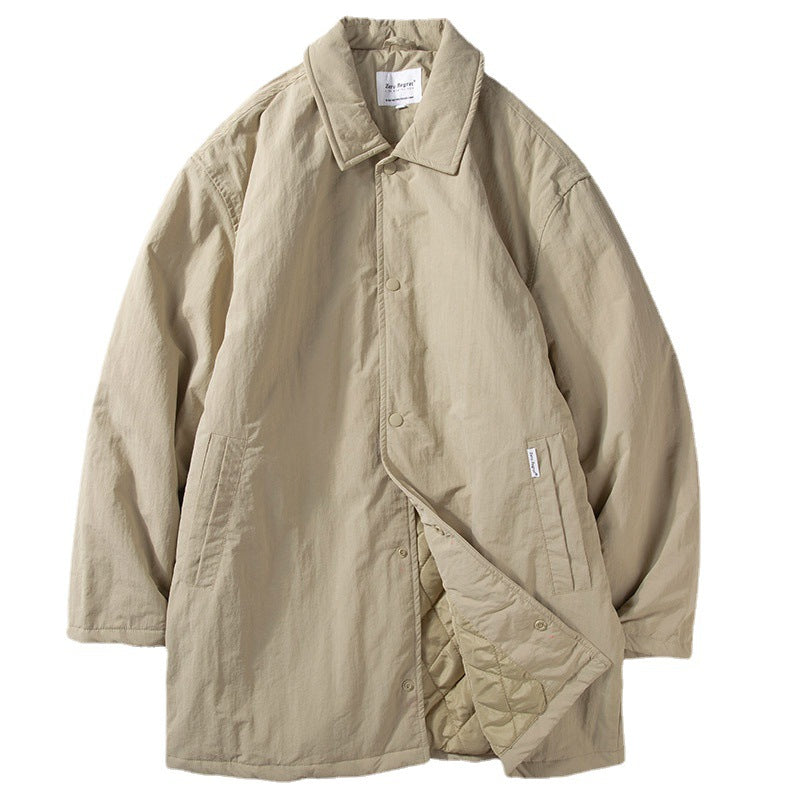 Retro Lapels Men's Mid-length Thermal Quilted Trench Coat