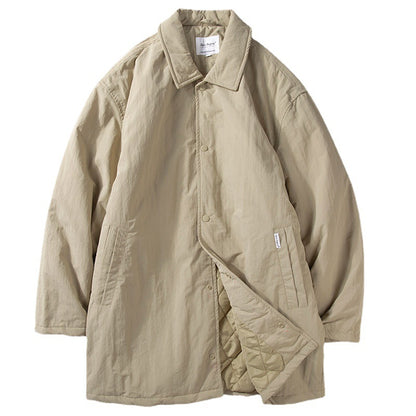 Retro Lapels Men's Mid-length Thermal Quilted Trench Coat