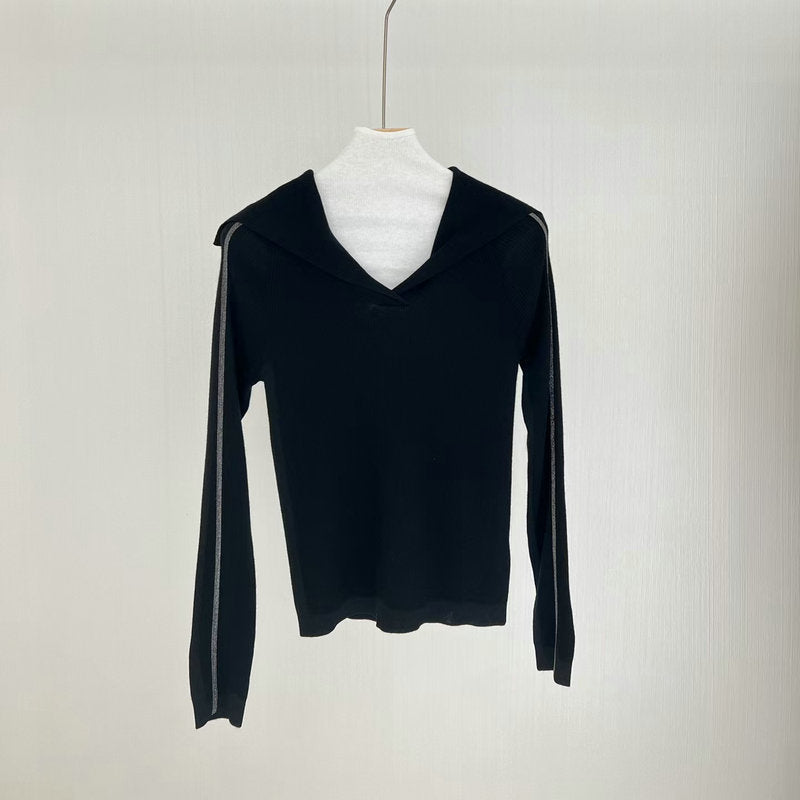 Wool Sweater Big Lapel Long Sleeve Top