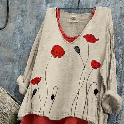 Women's Floral Loose Printed Casual Long Sleeve