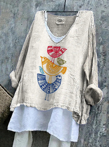 Women's Floral Loose Printed Casual Long Sleeve
