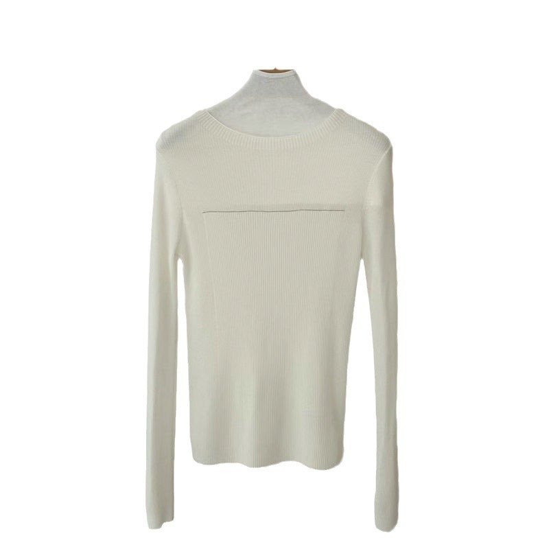 Glitter High Elastic Wool Off-neck Long Sleeve Sweater