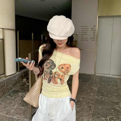 Women's Retro Printed Sexy Hot Girl Short-sleeved T-shirt