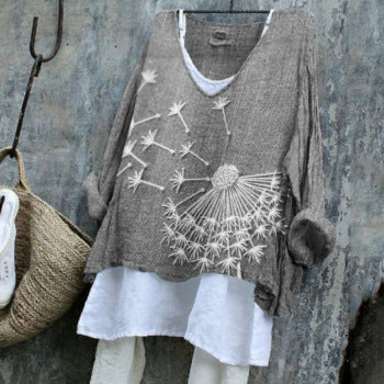 Women's Floral Loose Printed Casual Long Sleeve