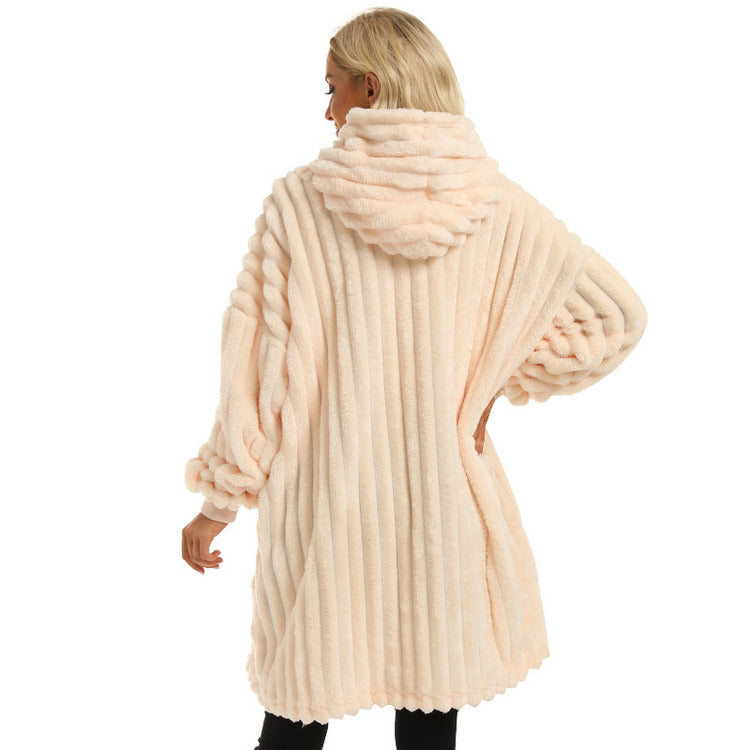 Women's Fashion Double Pocket Casual Hooded Sweater