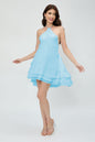 3D Flower Halter Chiffon Mini Dress