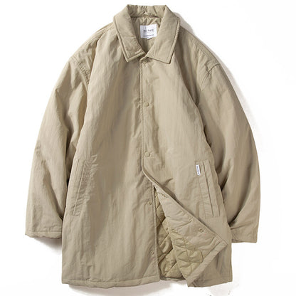 Retro Lapels Men's Mid-length Thermal Quilted Trench Coat