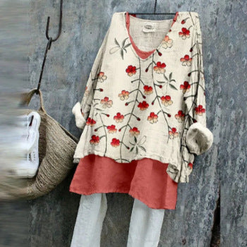 Women's Floral Loose Printed Casual Long Sleeve