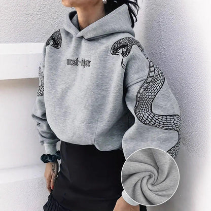 Printed Hooded Pullover Loose Retro Sweater